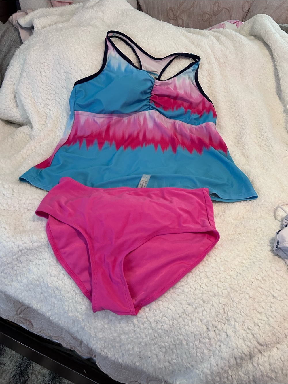 Bobbie Brooks Bright Pink and Light Blue Swim Bottoms